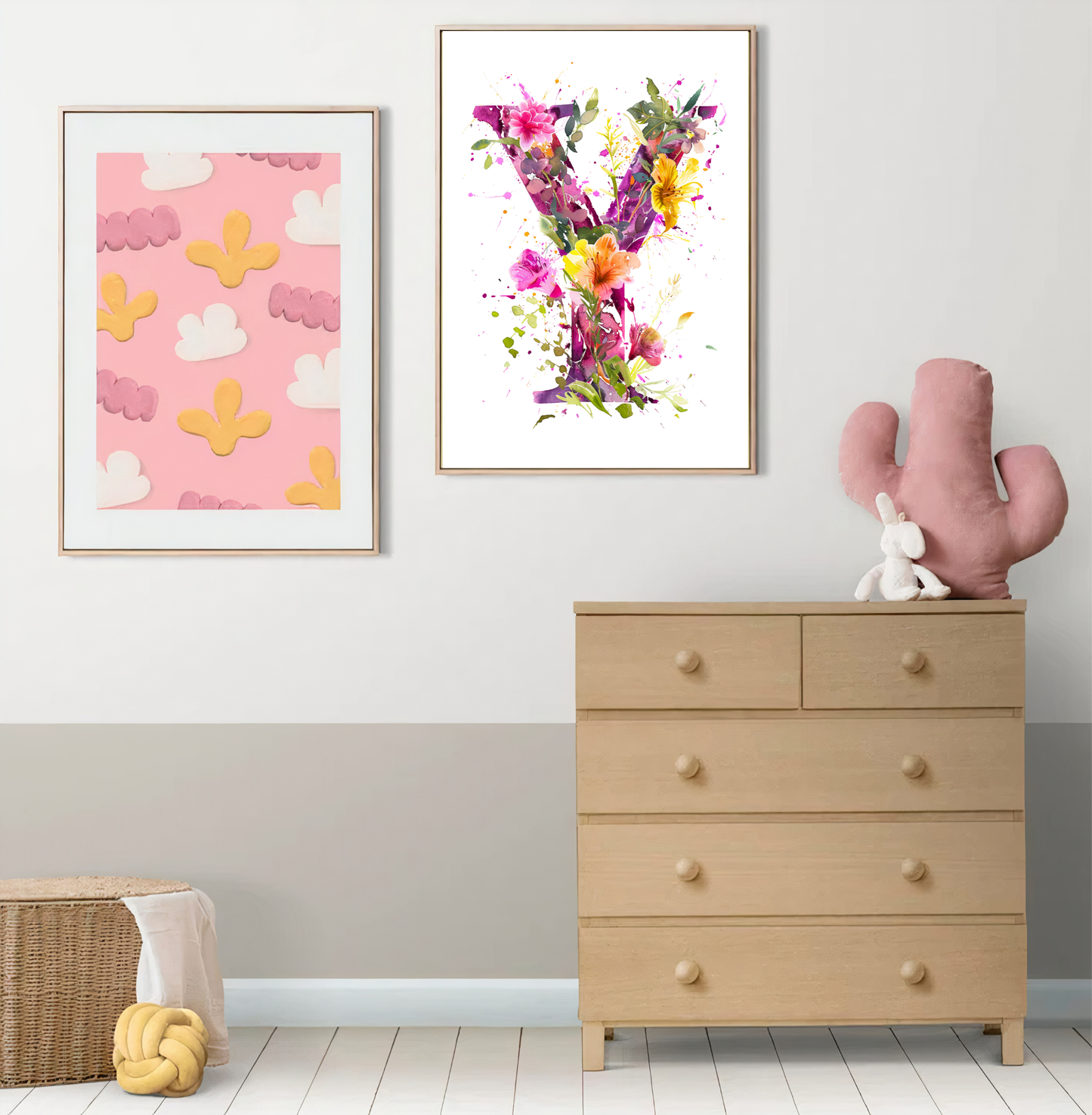 Affiche Lettre Initiale Y Aquarelle – Illustration Florale Unique 40x50 cm