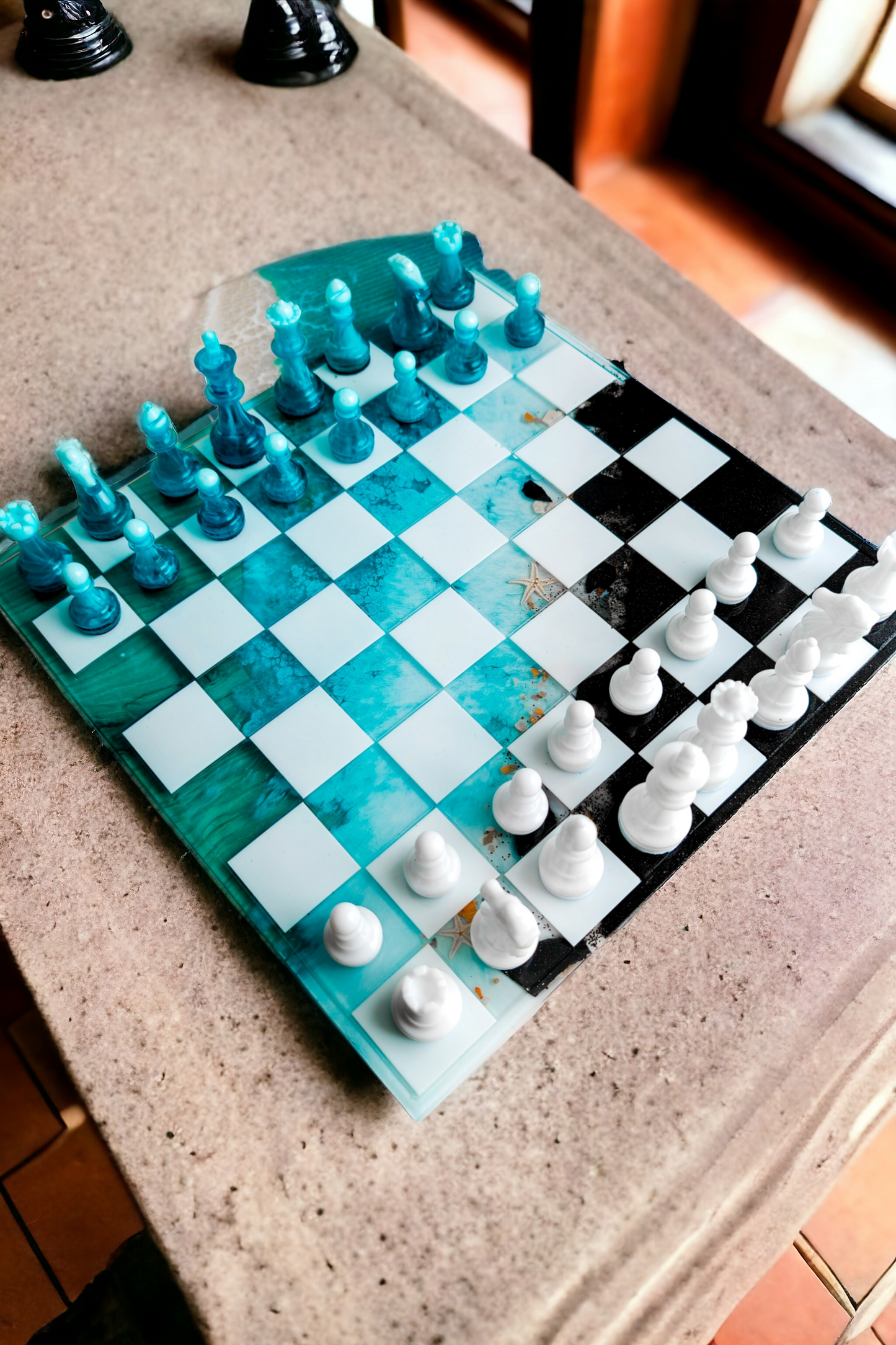 Échiquier océan plage noir