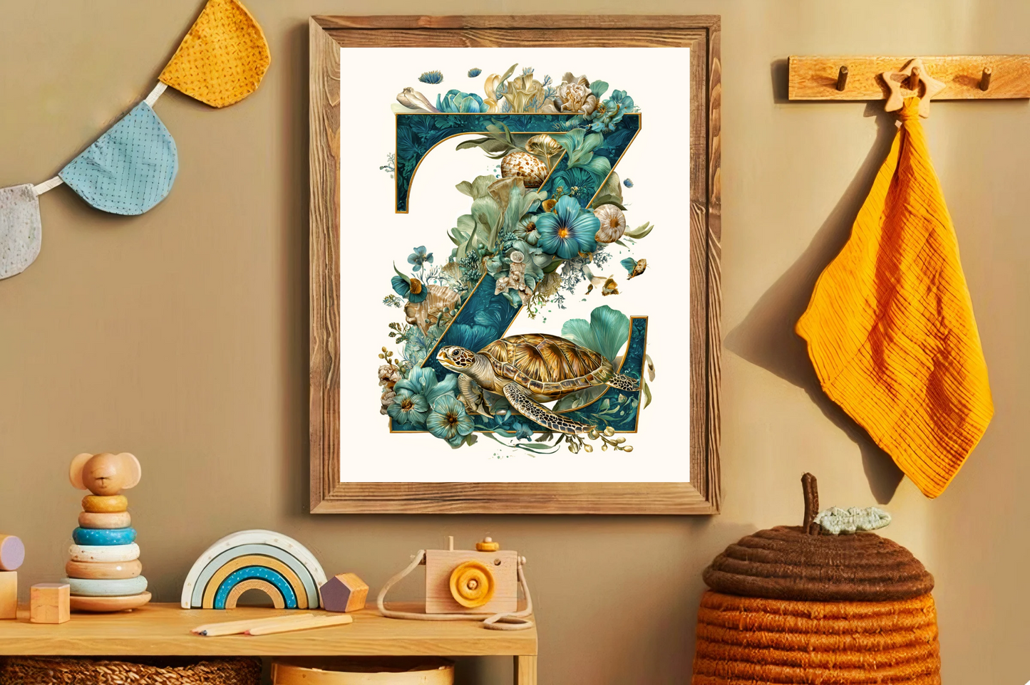 Affiche Lettre Initiale Z Océan – Illustration Unique 40x50 cm