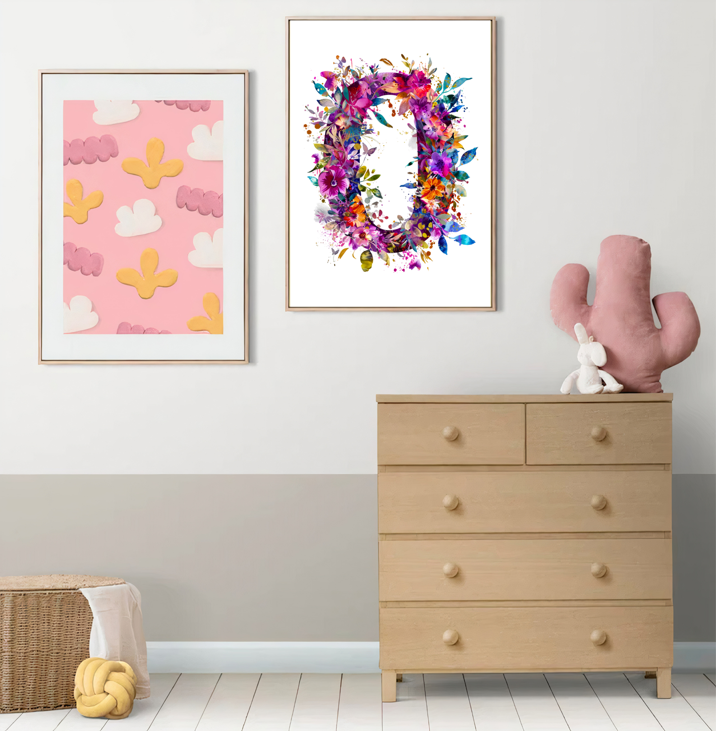 Affiche Lettre Initiale O Aquarelle – Illustration Florale Unique 40x50 cm