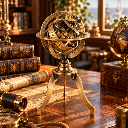 Sphère Armillaire en Laiton – Objet Décoratif Vintage d'Exception