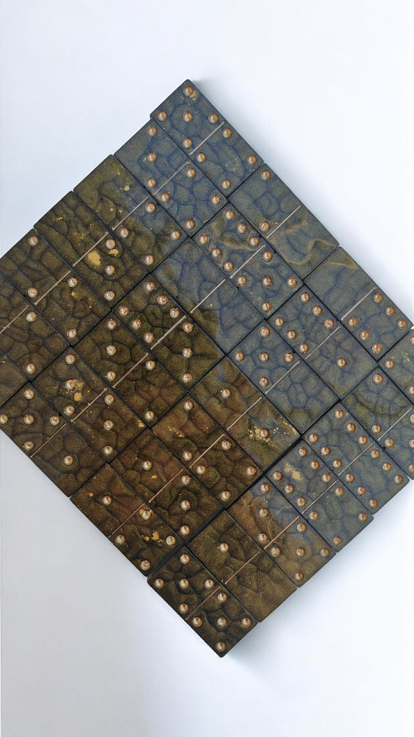 Domino reptile kaki/doré