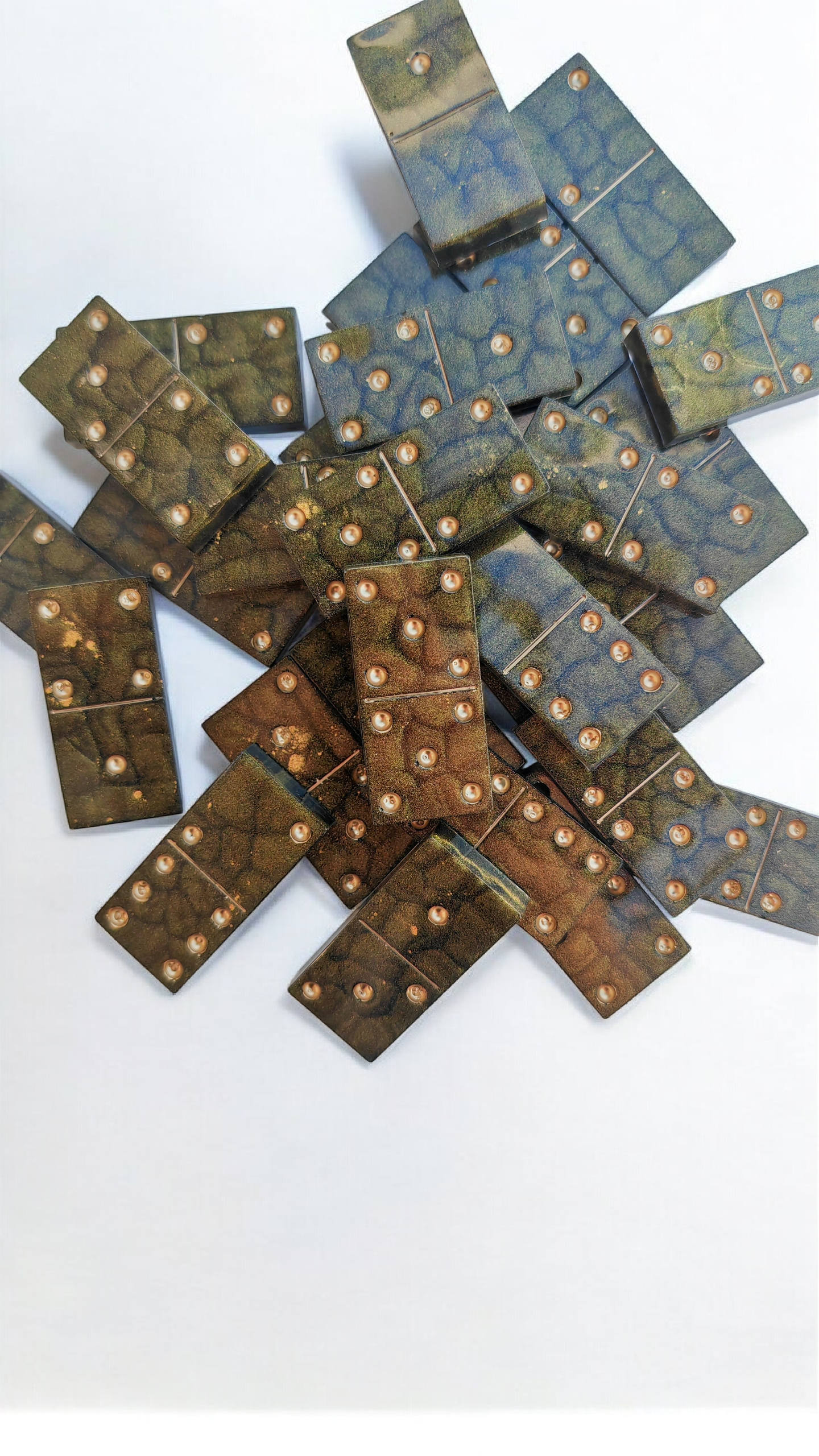 Domino reptile kaki/doré