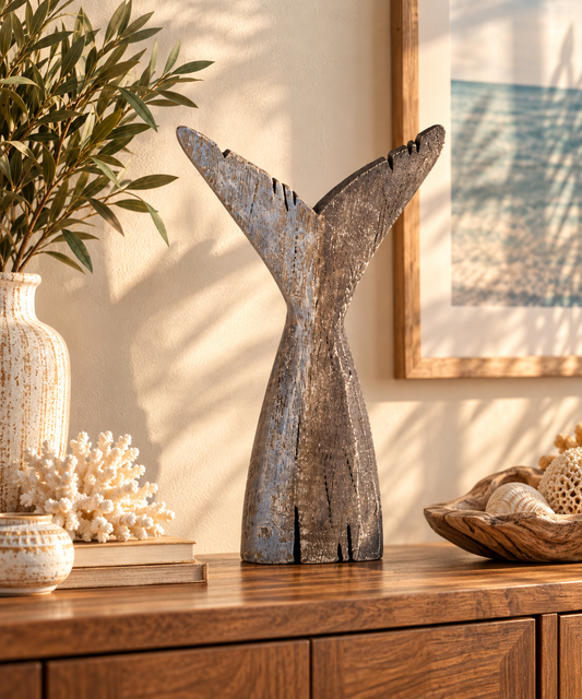 Queue de Baleine XXL – Sculpture Décorative Esprit Bois Flotté 39,5 cm