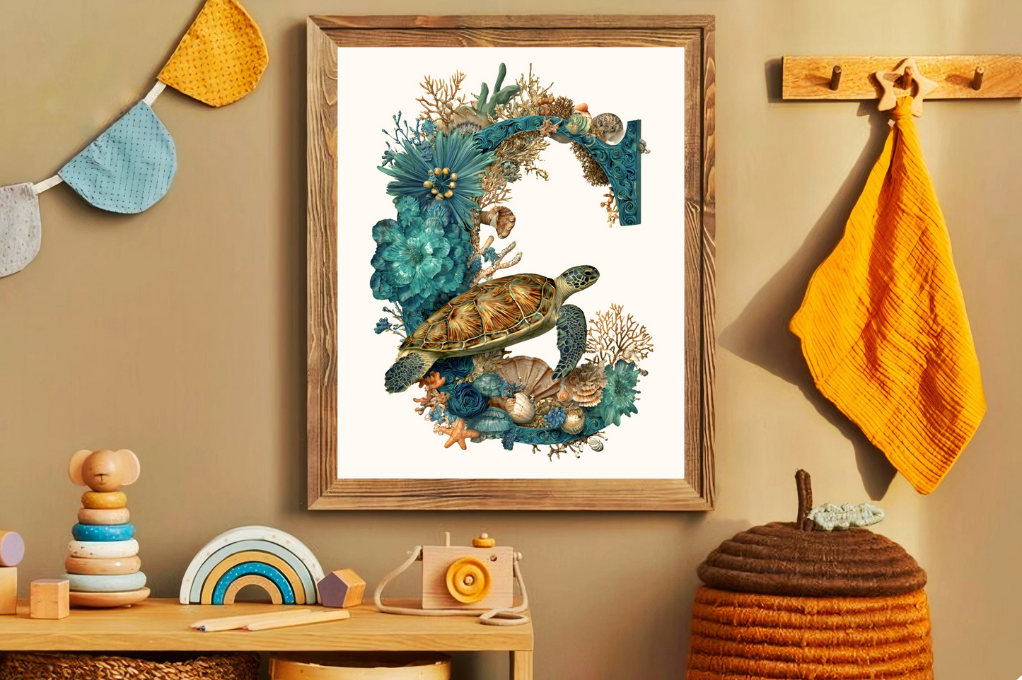 Affiche Lettre Initiale C Océan – Illustration Unique 40x50 cm