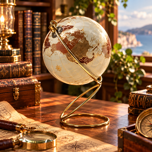 Globe Terrestre Vintage Doré – Une Touche d'Élégance & d'Évasion