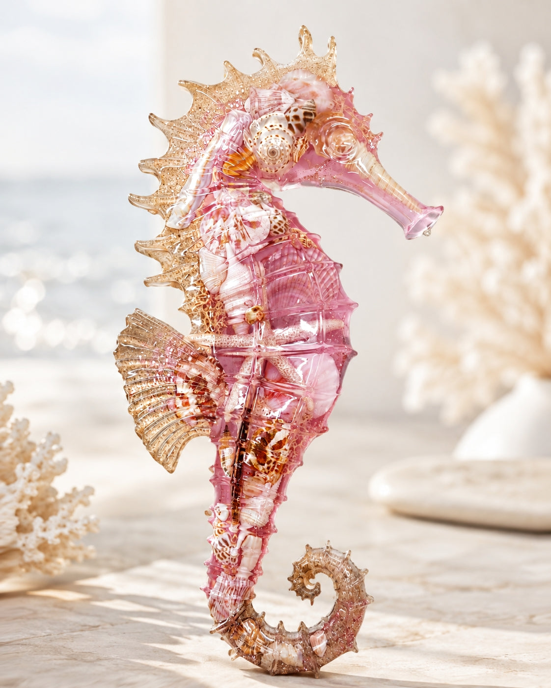 Hippocampe XXL océan rose