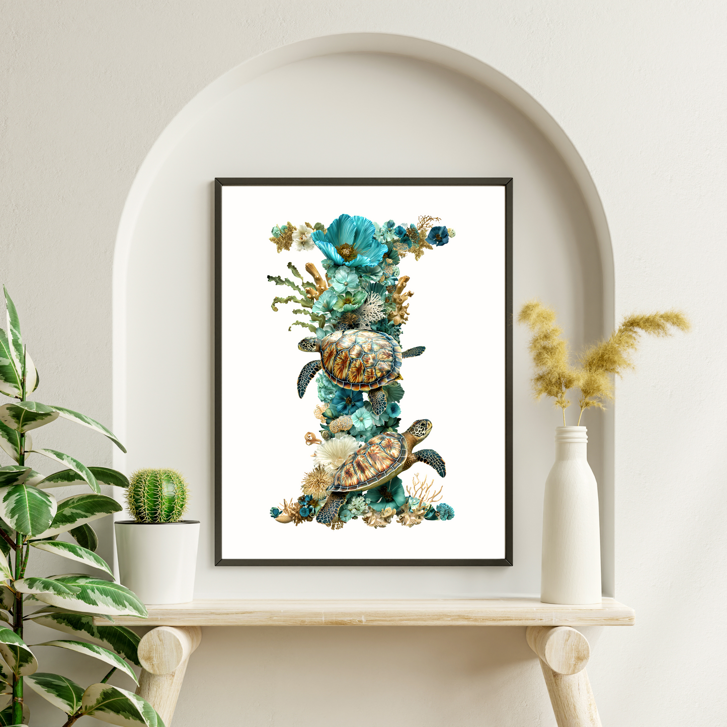 Affiche Lettre Initiale I Océan – Illustration Unique 40x50 cm