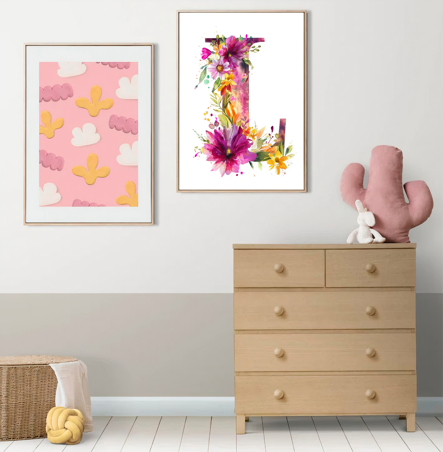 Affiche Lettre Initiale L Aquarelle – Illustration Florale Unique 40x50 cm