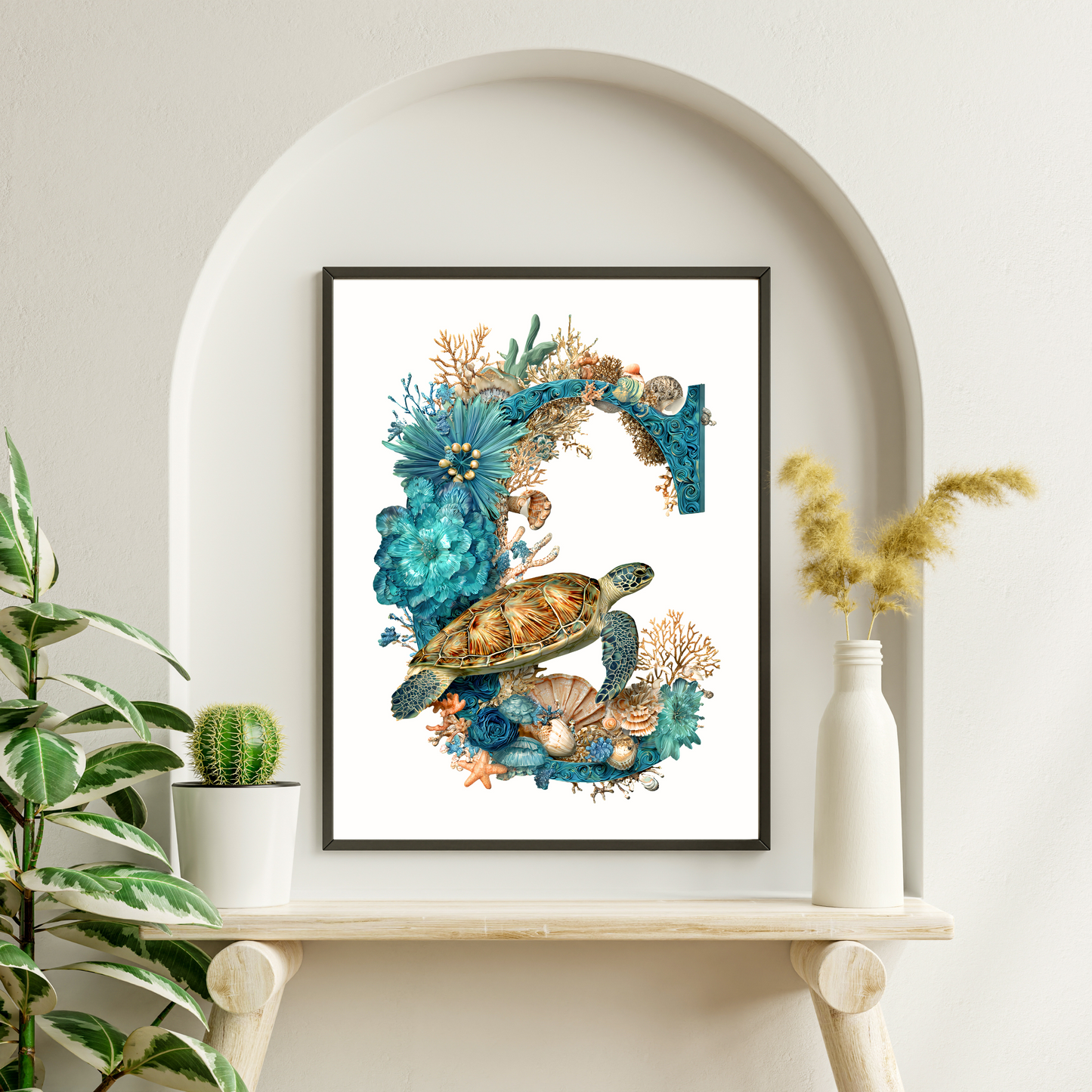 Affiche Lettre Initiale C Océan – Illustration Unique 40x50 cm