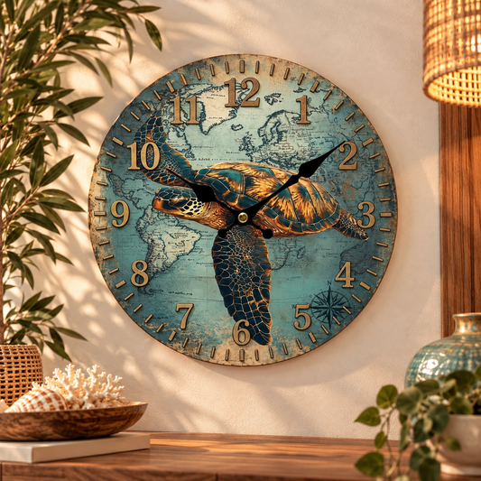 Horloge Murale Tortue Marine – Évasion Océanique 34 cm