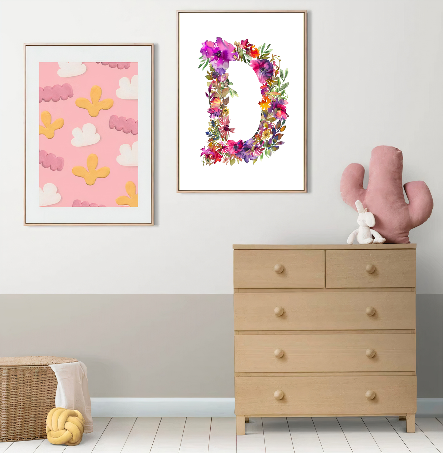 Affiche Lettre Initiale D Aquarelle – Illustration Florale Unique 40x50 cm