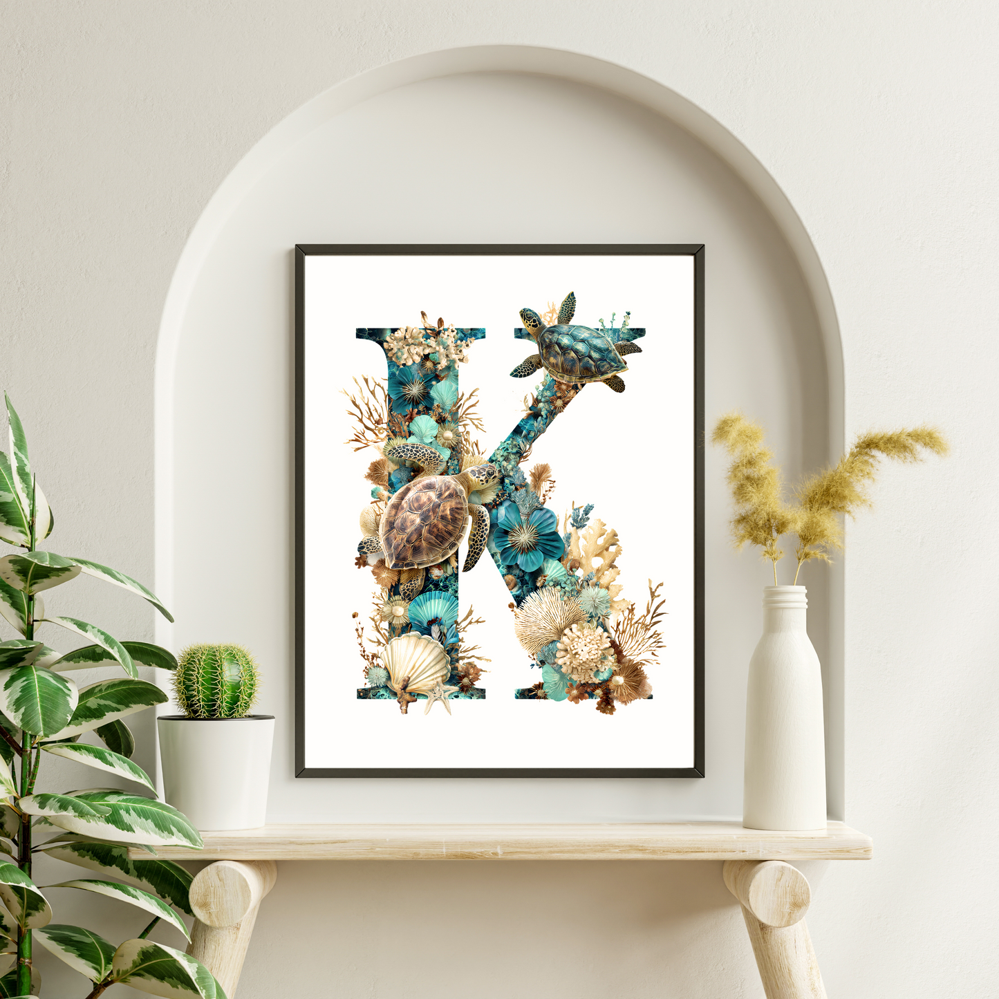 Affiche Lettre Initiale K Océan – Illustration Unique 40x50 cm