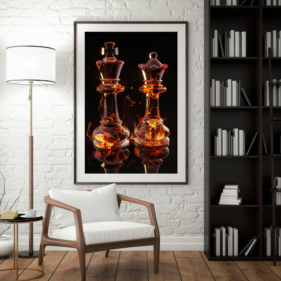 Affiche dame et roi feu 50x70 cm
